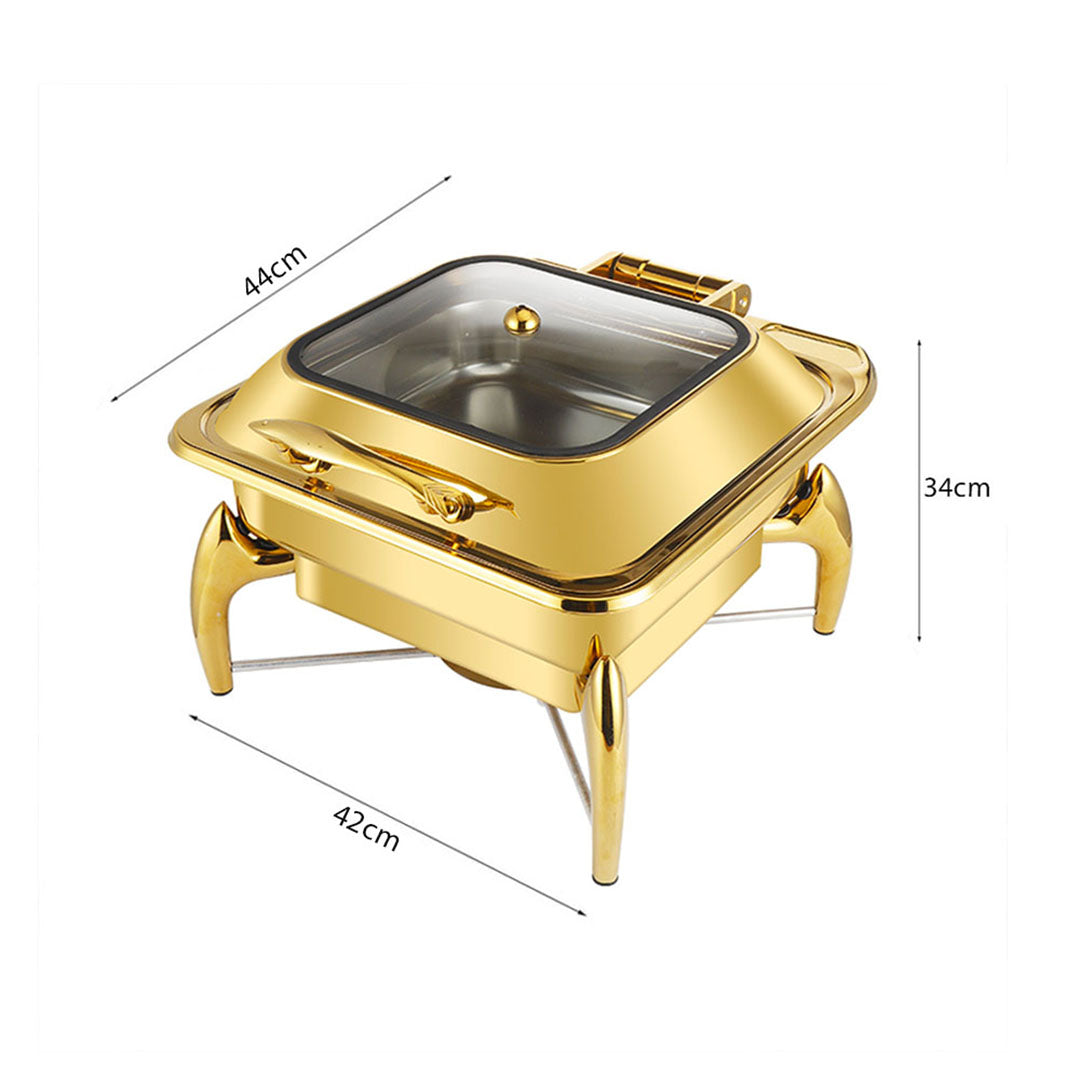 Gold Plated Square Chafing Dish with Top Lid