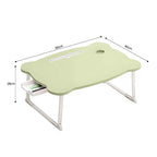 Green Portable Bed Table With Mini Drawer and Cup-Holder