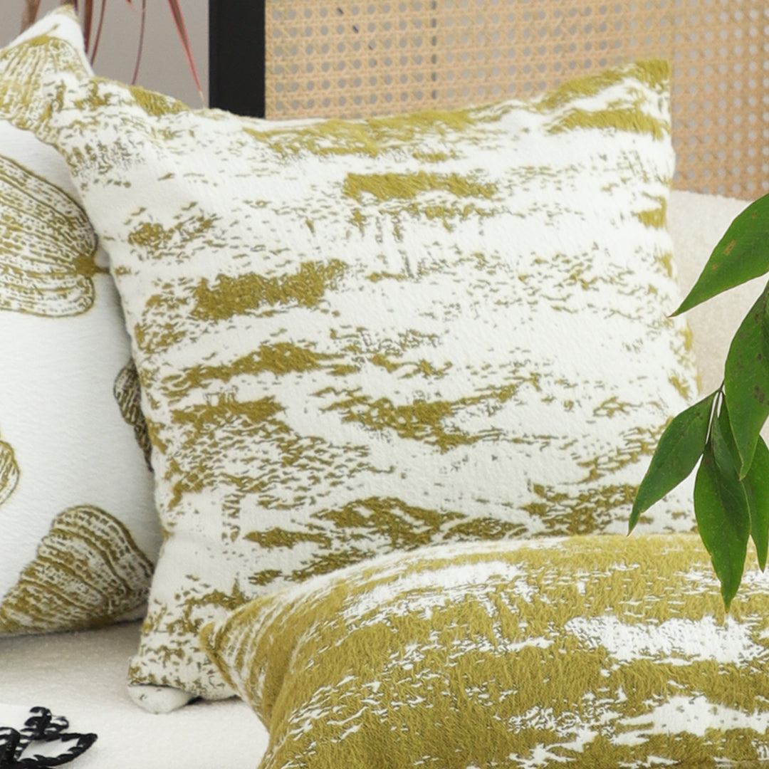 50cm Throw Pillow White and Olive Green Deluxe Polyester Fiber
