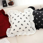 45cm Throw Pillow  White Ruffled Square