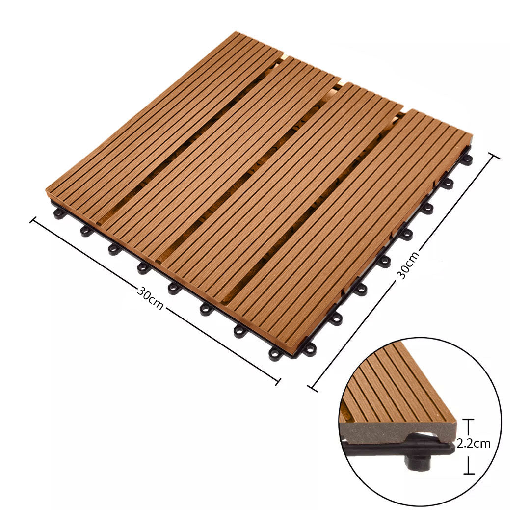 Coffee DIY Wooden Composite Decking Tiles  Set of 11