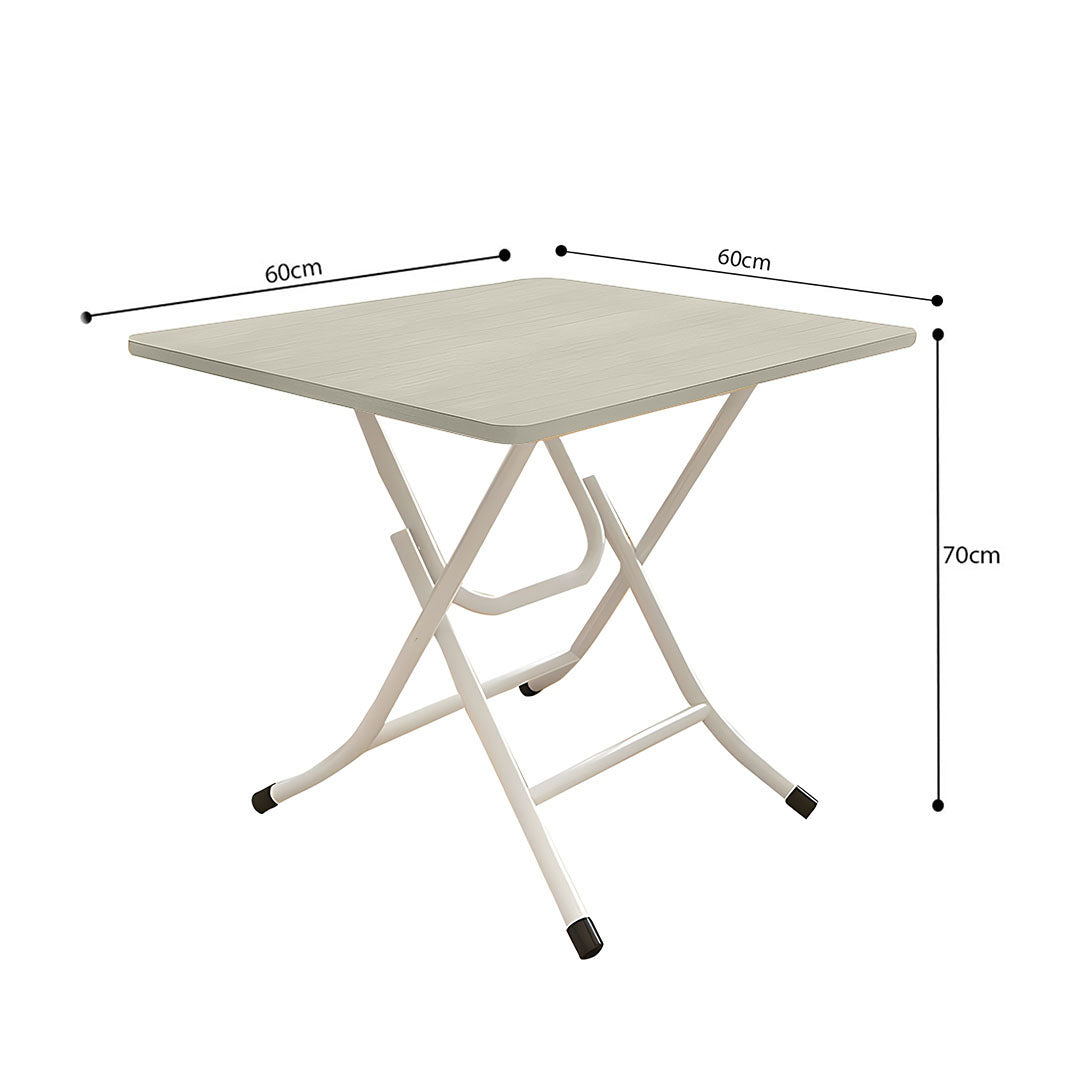 Wood-Colored Square Dining Table Portable