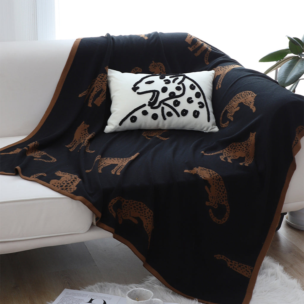 SOGA Black Brown Animal Print Throw Blanket 130x180cm Polyester