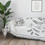 SOGA Two-seater White Sofa Cover Leaf Print 180x260cm Polyester