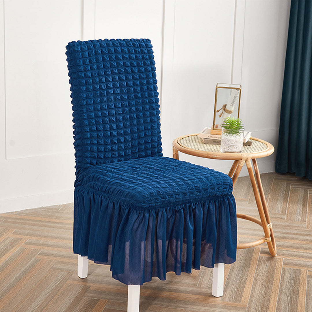 Blue Chair Cover Seat Protector with Ruffle Skirt