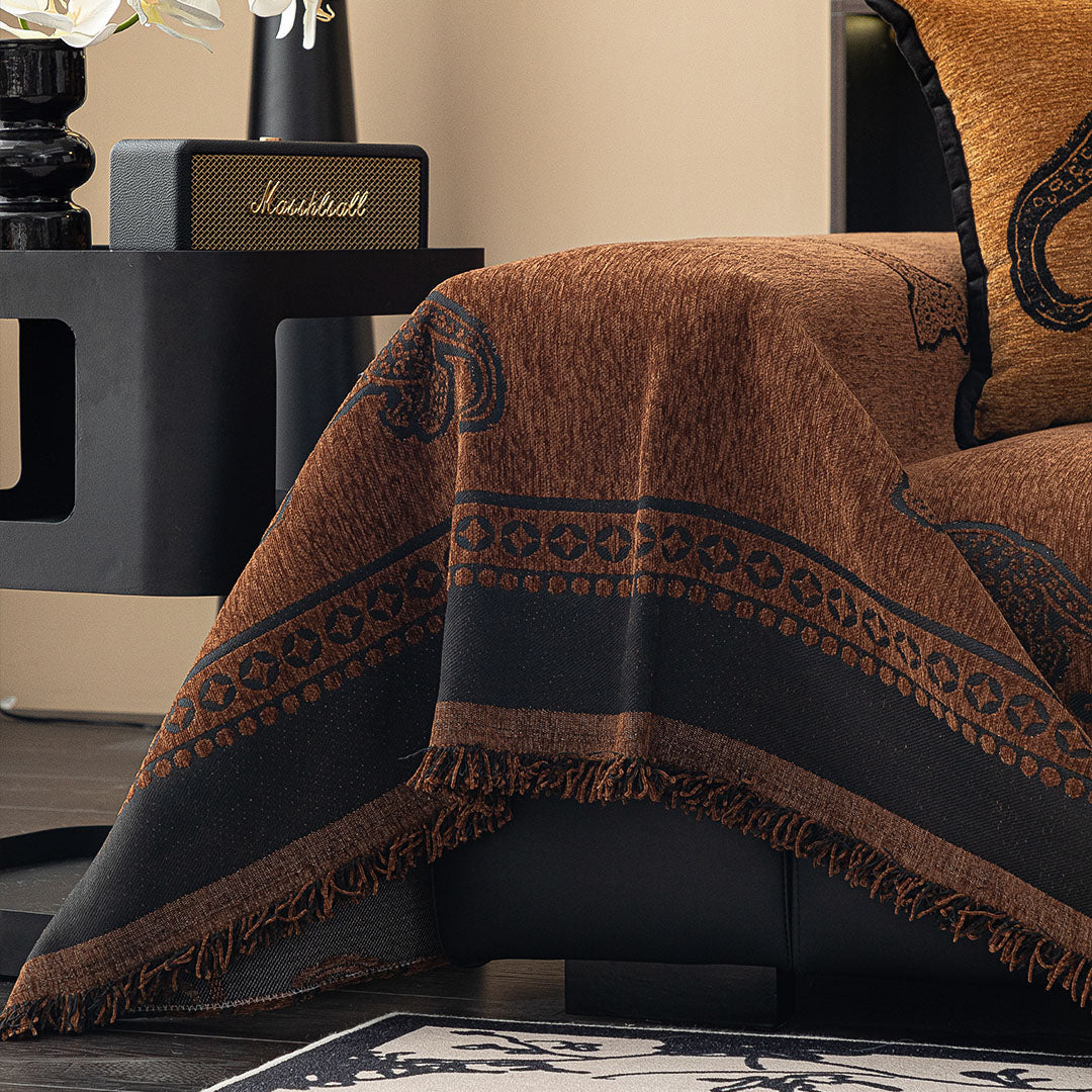 SOGA Four-seater Brown Sofa Cover Leopard Print 180x420cm Polyester