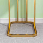 30x50cm White Ceramic Sofa Side Square Mini Table w/ Gold Metal Legs
