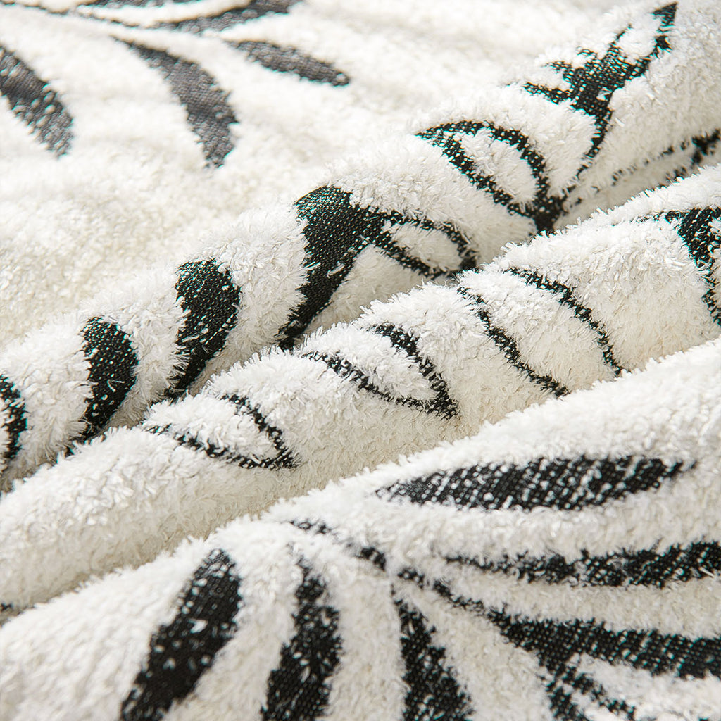 SOGA Four-seater White Sofa Cover Leaf Print 180x420cm Polyester