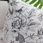 SOGA 50cm Throw Pillow  Black and White Elegant Floral Print with Tassel