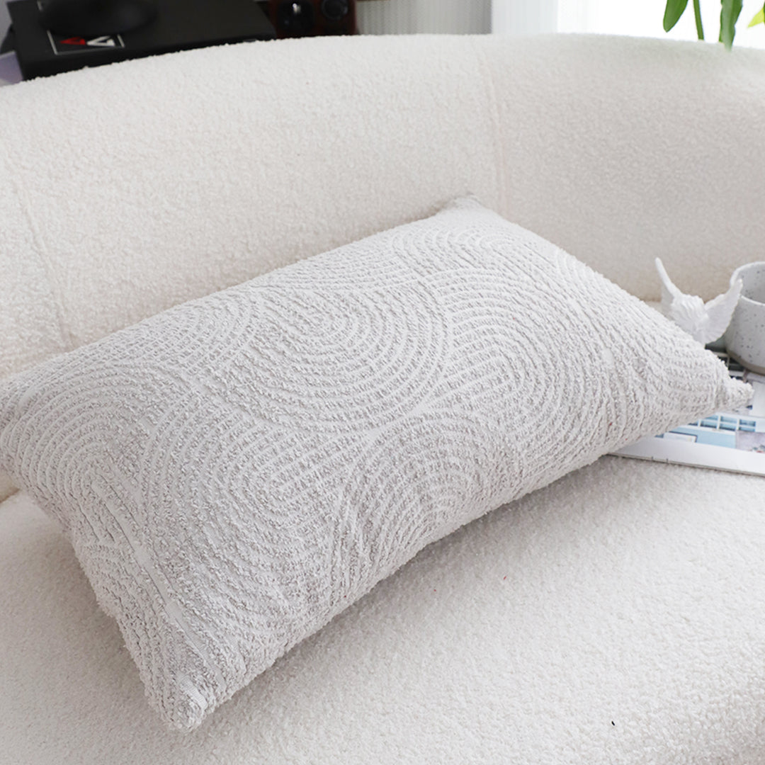 35cm Throw Pillow Off White Lumbar Embroidered