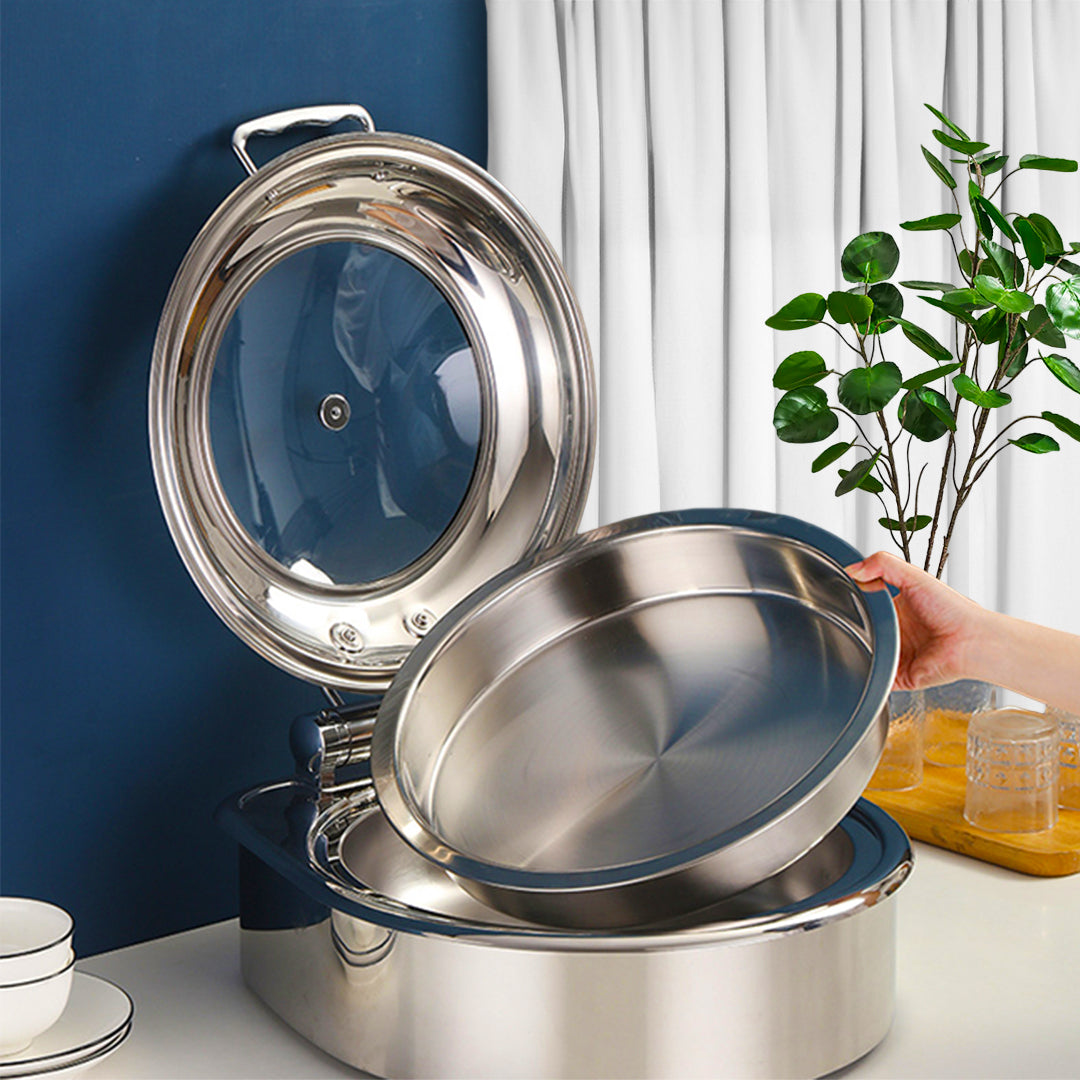 Stainless Steel Round Chafing Dish with Top Lid