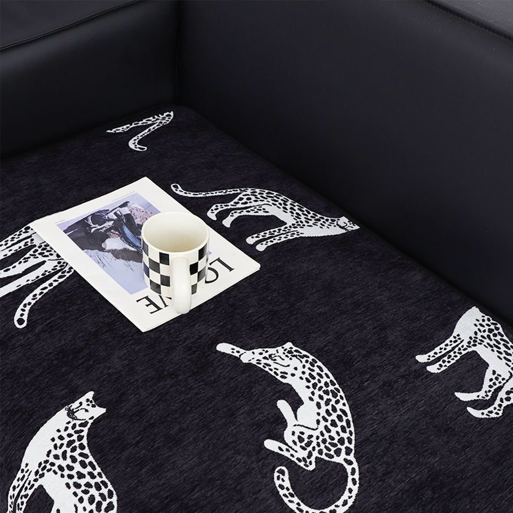 SOGA Four-Seater Black Leopard Print 90x260cm Throw Blanket Sofa Cover