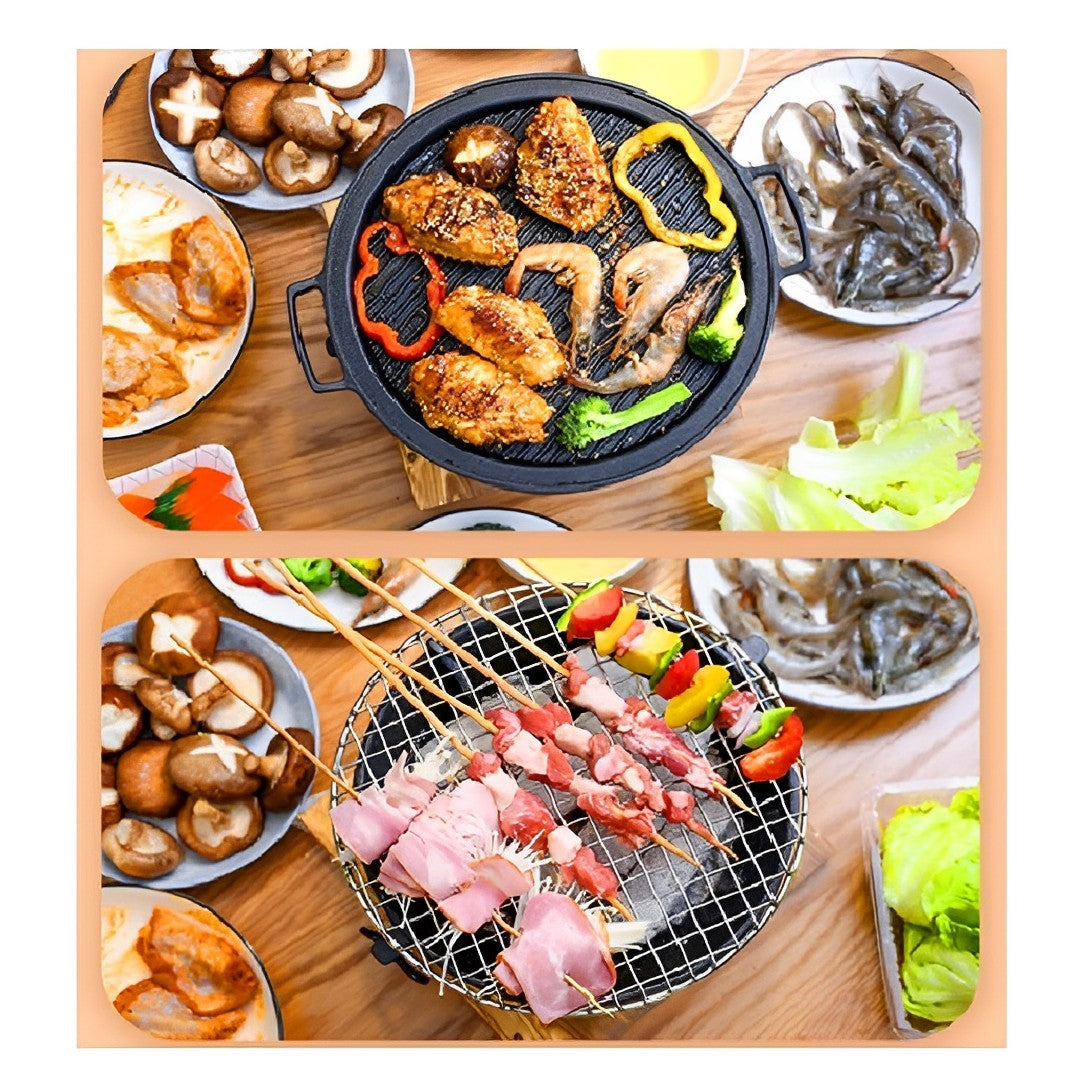 Large Cast Iron Round Stove Charcoal Table Net Grill