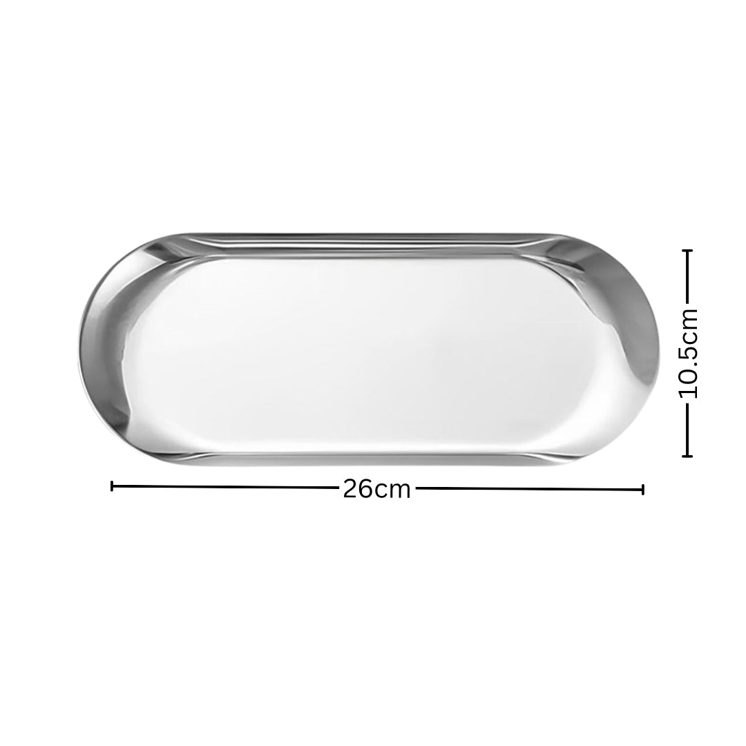 Silver Nordic Oval Plate Set Small, Medium, and Large for 3 Pieces Kitchen