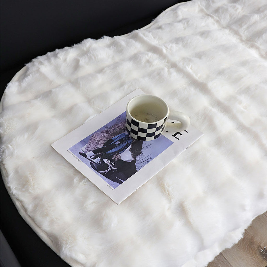 SOGA Four-seater White Faux Fur Throw Blanket 90x260cm Polyester