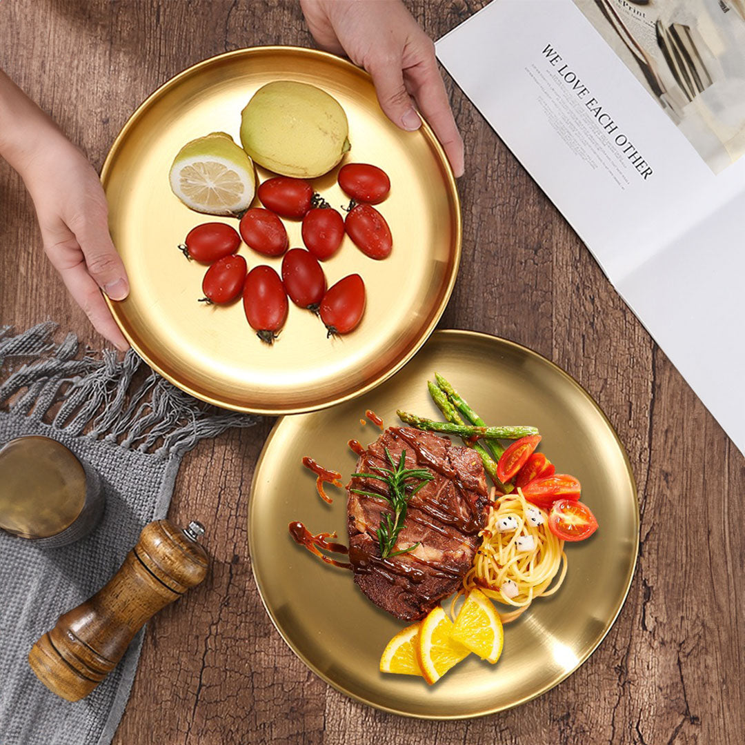 14cm Premium Gold Grilling Plate Durable Heat-Resistant Perfect for BBQs and Outdoor