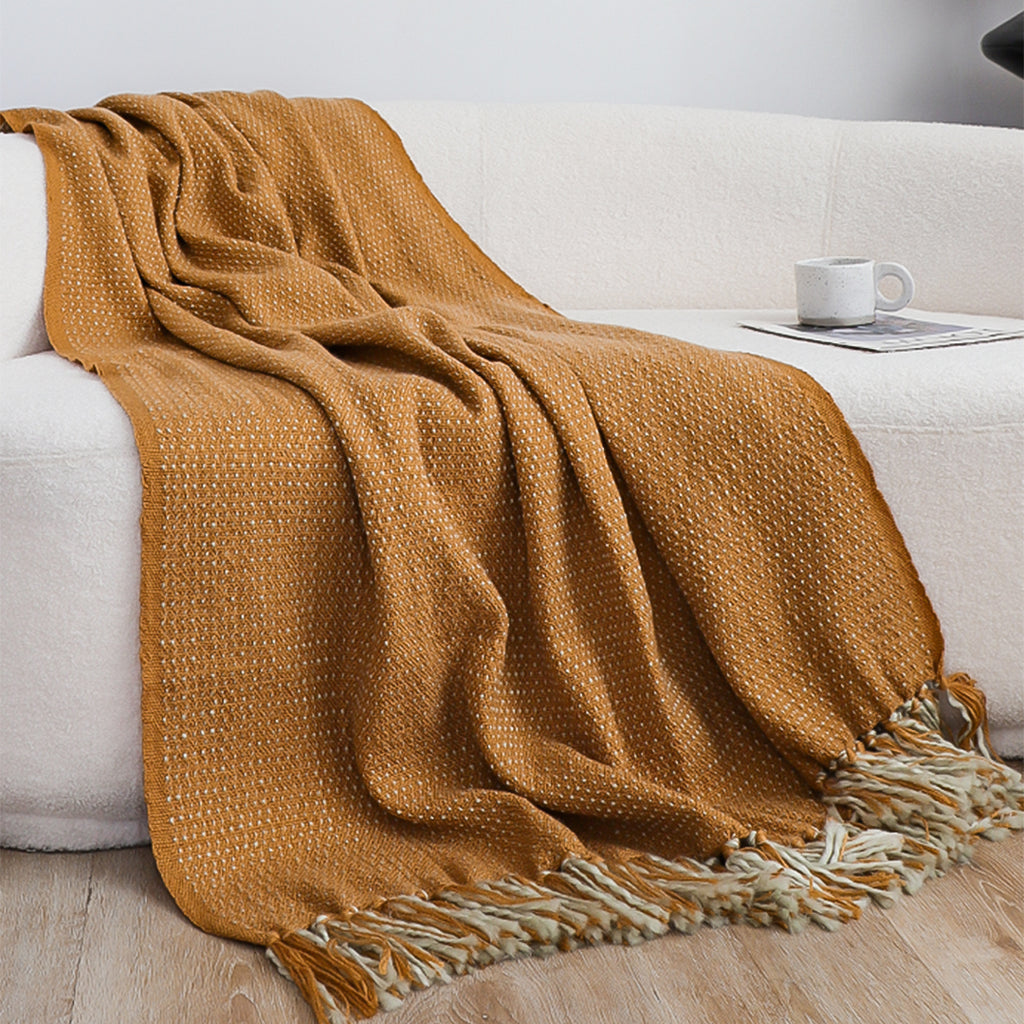 SOGA Mustard Yellow Throw Blanket 127x170cm Soft Acrylic