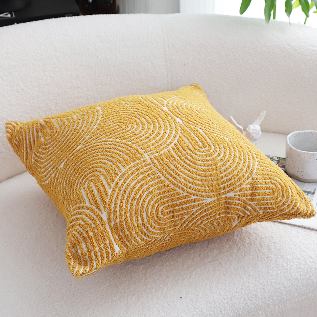 50cm Mustard Yellow Throw Pillow Geometric Indoor and Outdoor Corded