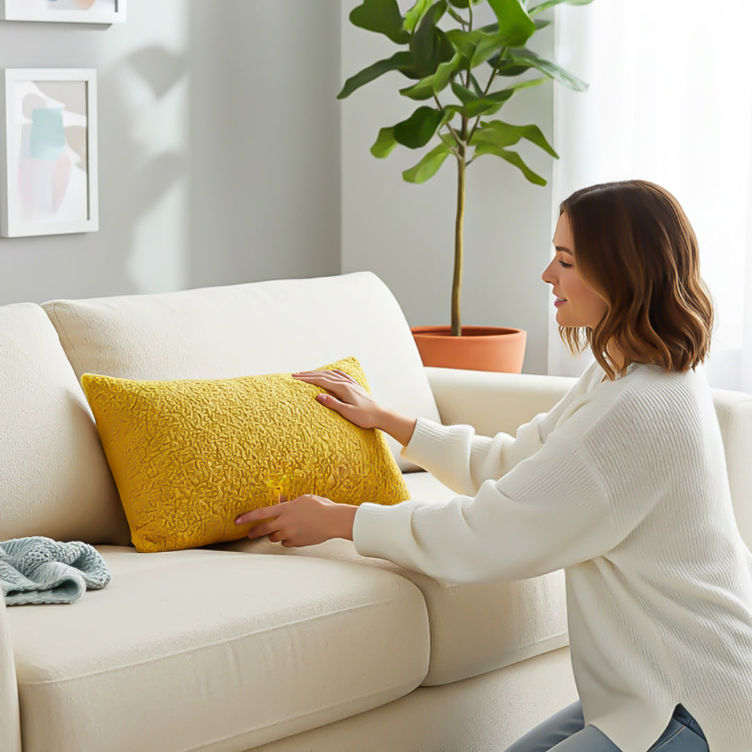 SOGA Boucle Textured Cushion 30x50cm Mustard Yellow Soft Cozy Decorative Throw Pillow