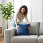 SOGA 50cm Blue Textured Geometric Pattern Decorative Throw Pillow