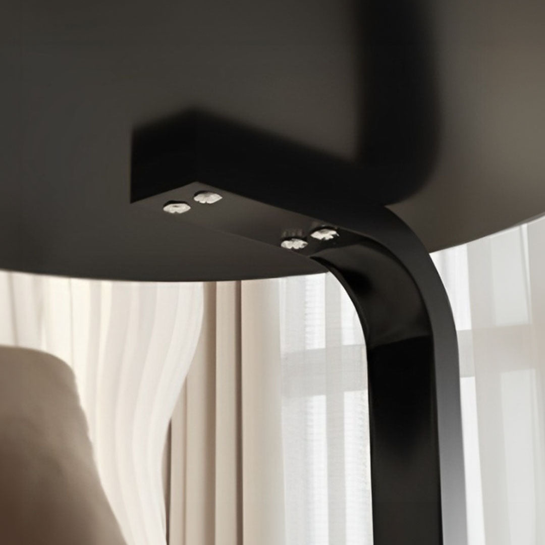 50cm Black Marble Mini Side Table Movable Lightweight w/ Black Frame