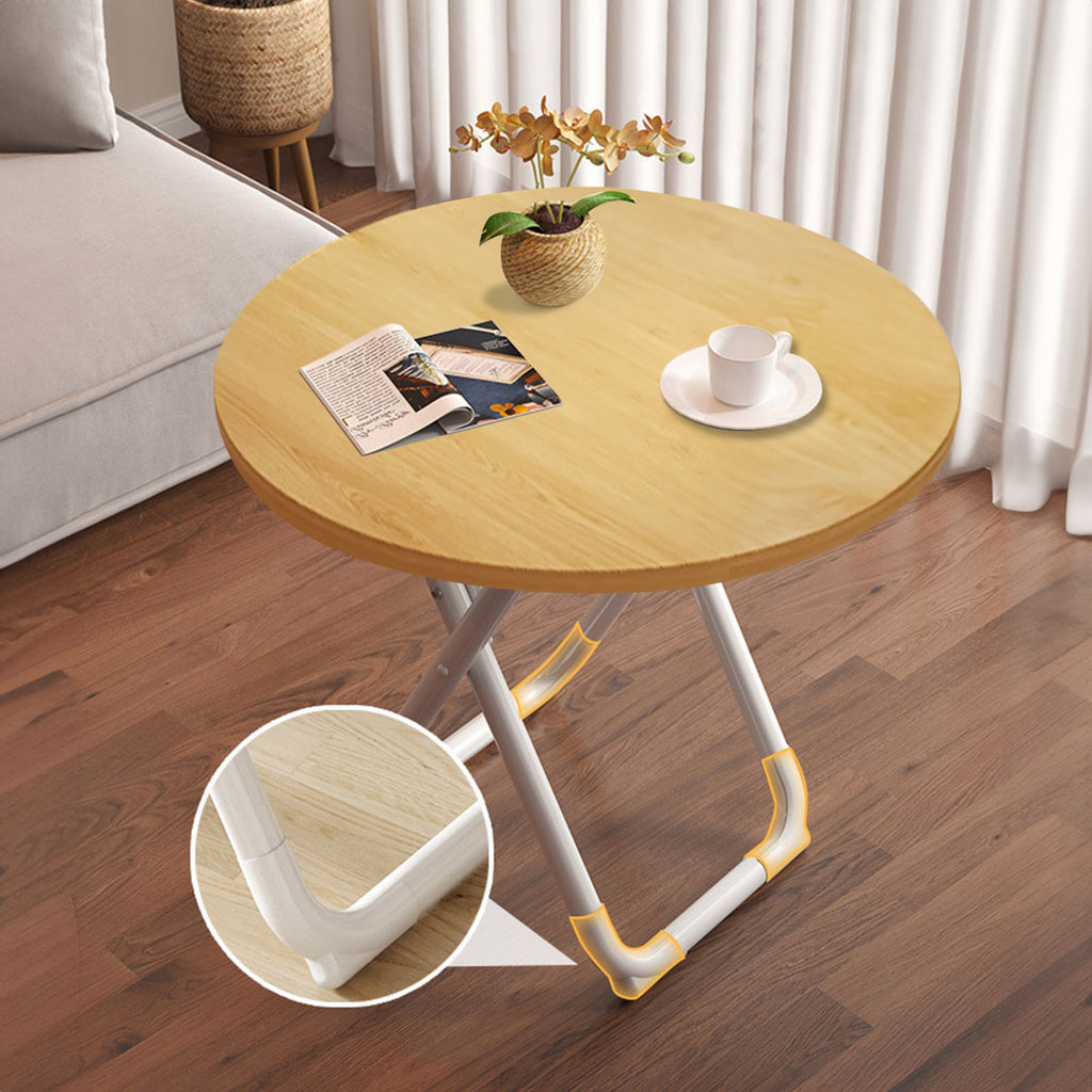 80cm Wood Color Round Table with White Legs