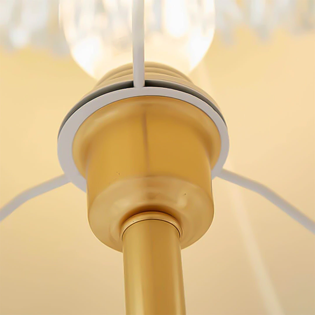 SOGA Jade Stone Base Table Lamp Vintage Yellow Shade Tassel Fringe Bedside Desk Light