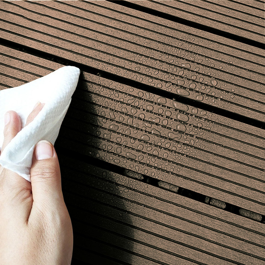 Light Chocolate DIY Wooden Composite Decking Tiles  Set of 11