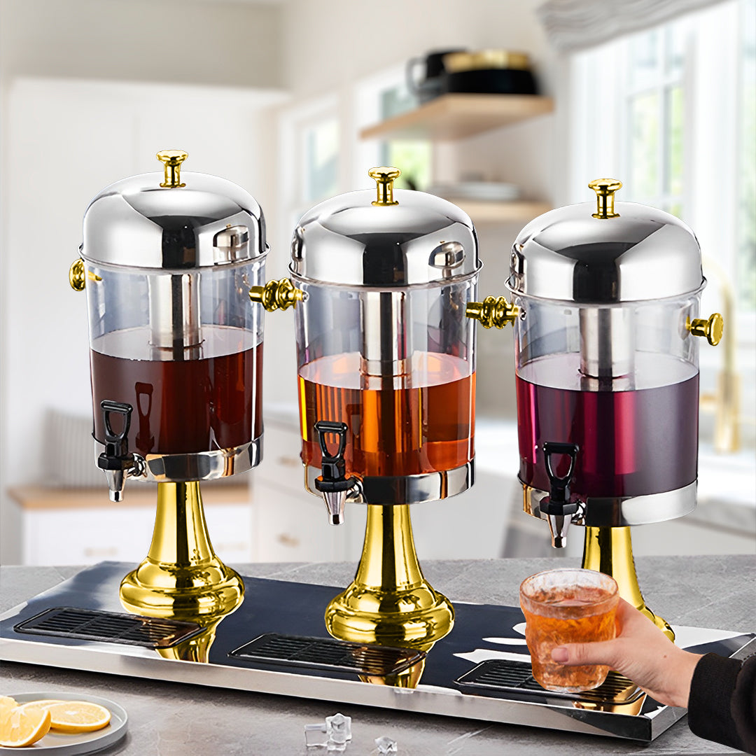 Triple Head 24L Stainless Steel Dispenser with Gold Accents