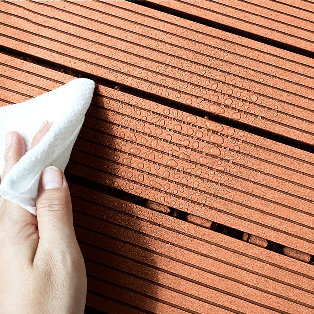 Red Brown DIY Wooden Composite Decking Tiles  Set of 11
