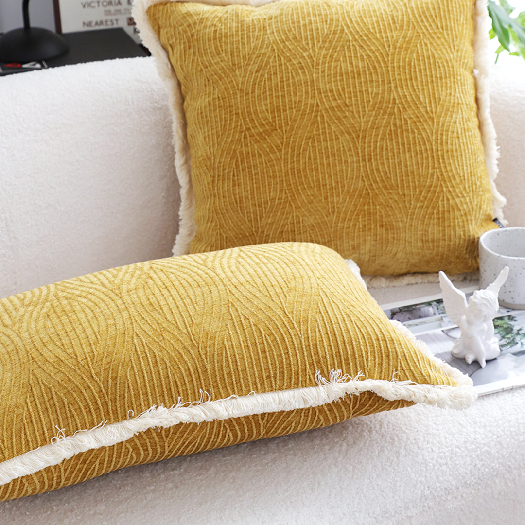 35cm Throw Pillow Turmeric Yellow Aesthetic Chenille Texture