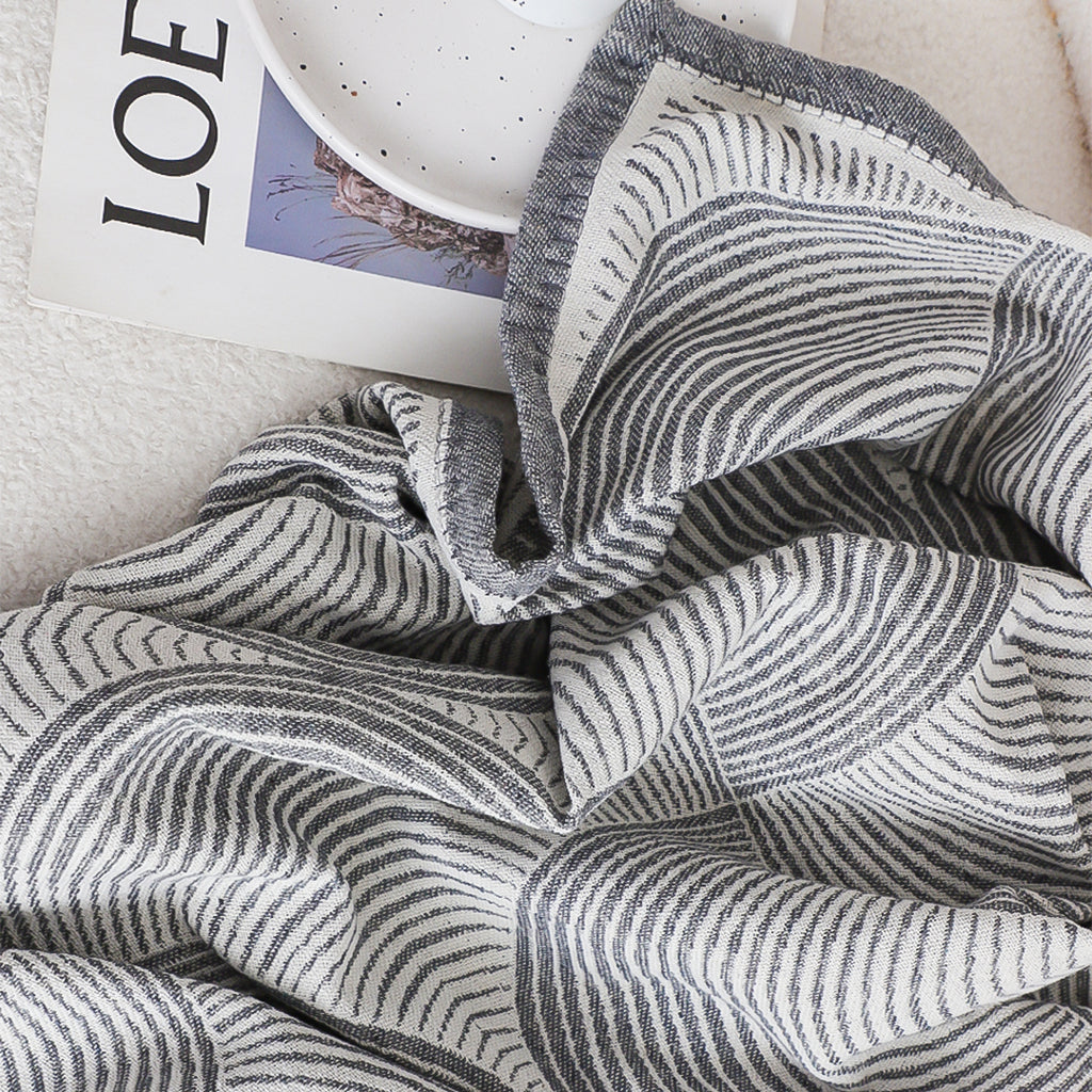 SOGA Charcoal Gray Geometric Swirl Throw Blanket 130x180cm Polyester