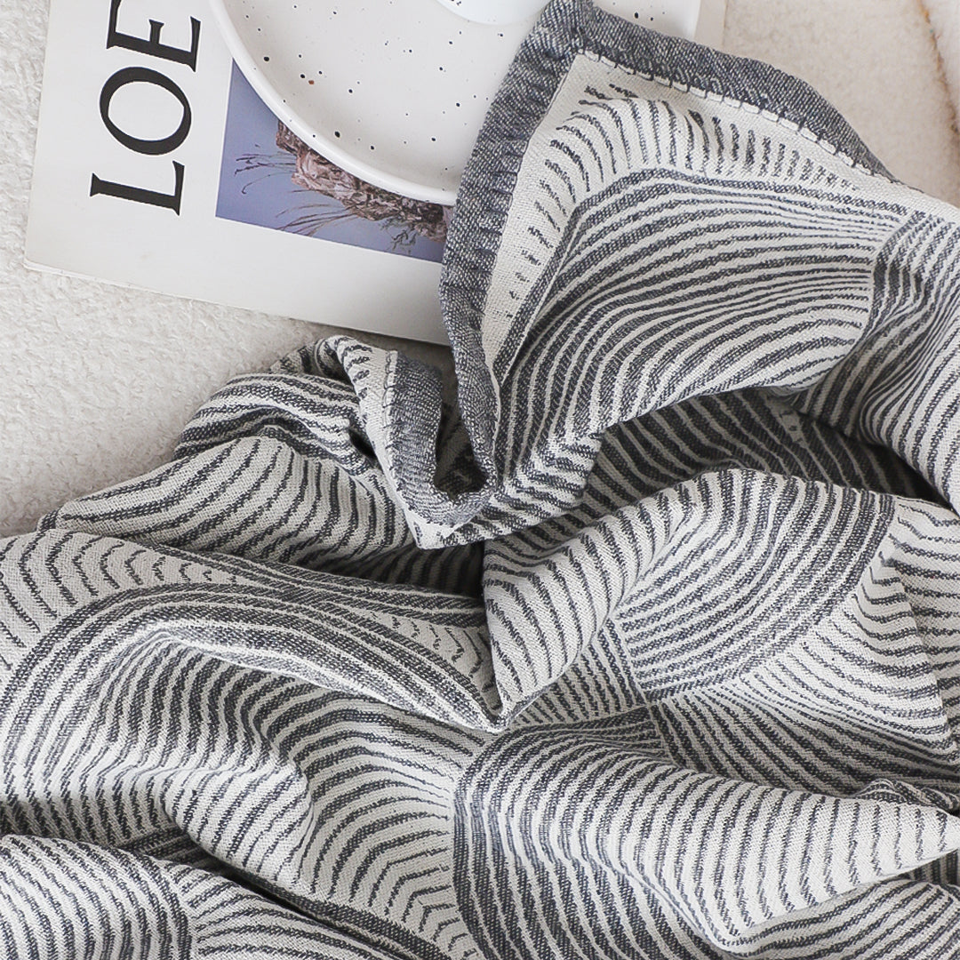SOGA Charcoal Gray Geometric Swirl Throw Blanket 130x180cm Polyester