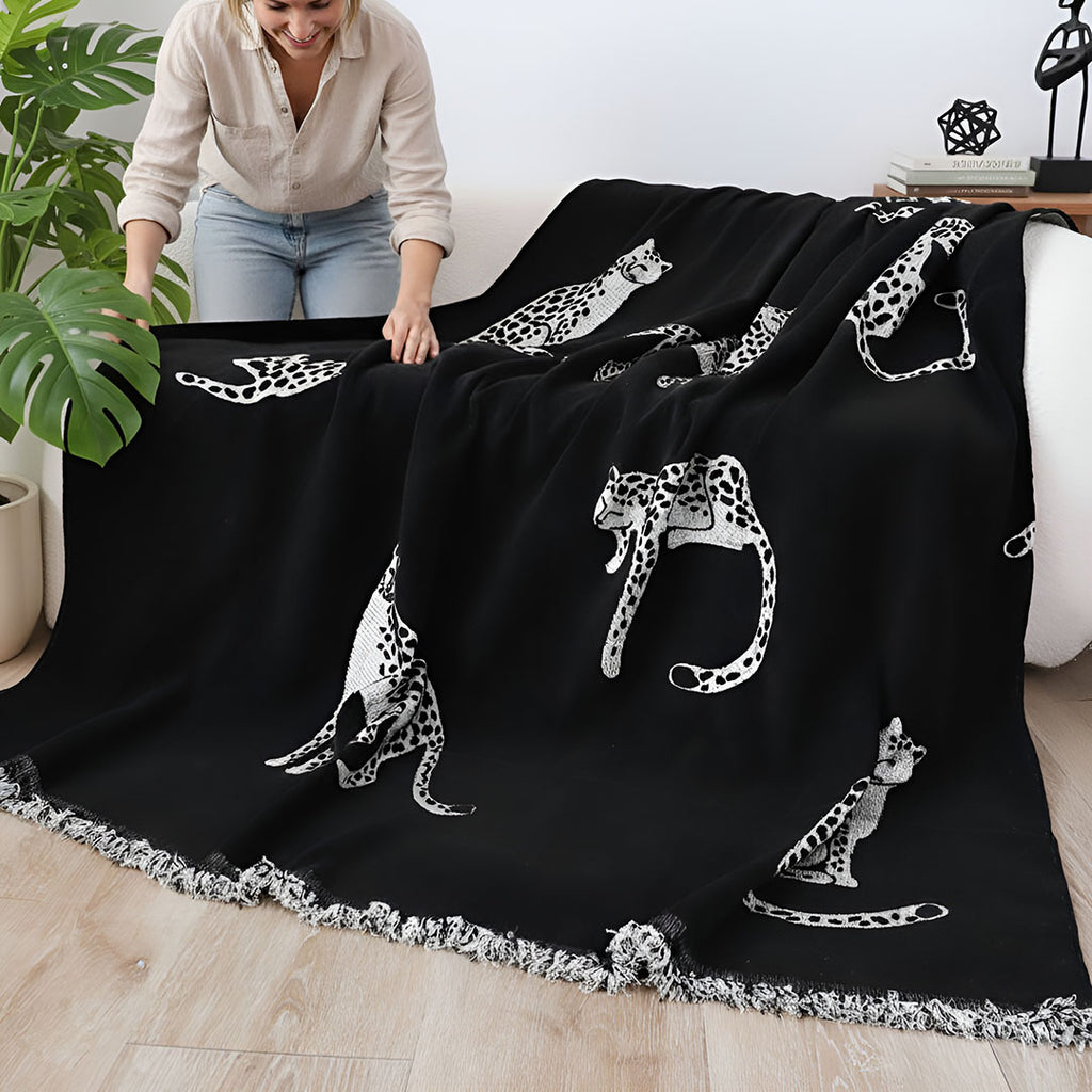 SOGA One-seater Black Sofa Cover Leopard Print 130x180cm Polyester