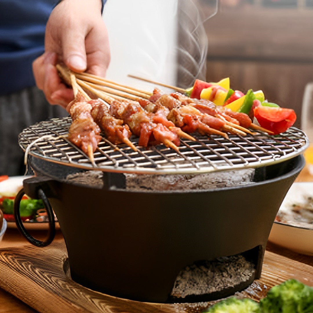 Small Cast Iron Round Stove Charcoal Table Net Grill