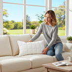 SOGA 30cm White Quilted Grid Pattern Decorative Throw Pillow