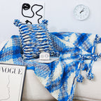 90x200cm Throw Blanket  Blue Deep Sea Gradient Dyed Art