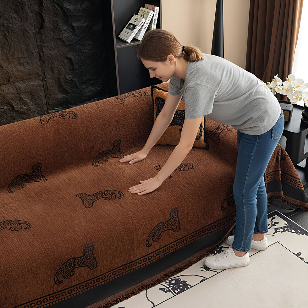 SOGA One-seater Brown Sofa Cover Leopard Print 130x180cm Polyester