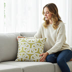 SOGA 50cm Artistic Olive Green White Geometric Pattern Throw Pillow