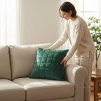 SOGA Quilted Cushion 50cm Emerald Green Grid Pattern Soft Padded Decorative Throw Pillow