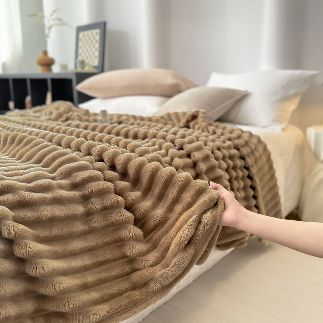 SOGA 2x 150x200cm Warm & Cozy Flannel Polyester Throw Blanket Light Brown