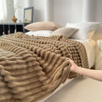 SOGA 150x200cm Warm & Cozy Flannel Polyester Throw Blanket Light Brown