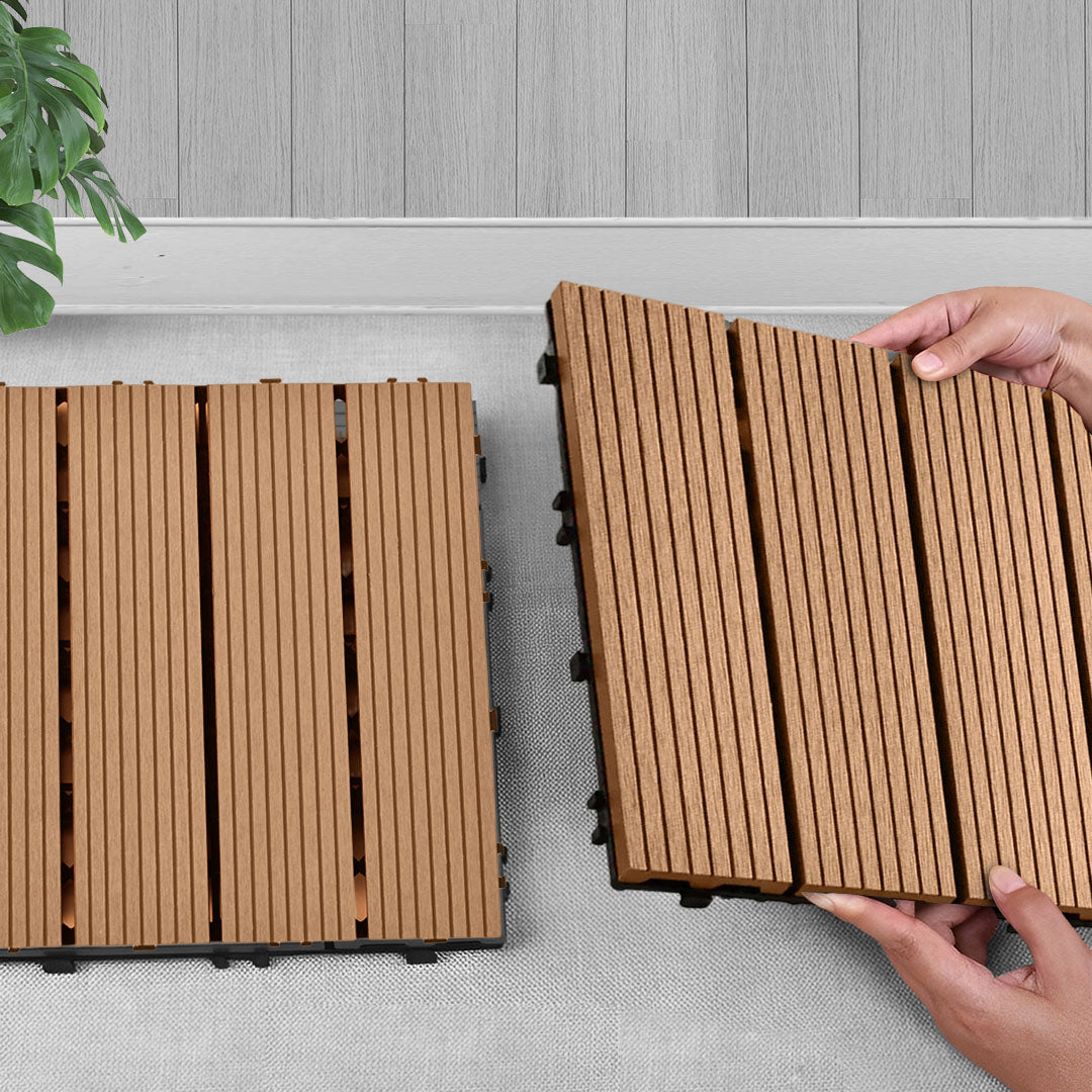 Coffee DIY Wooden Composite Decking Tiles  Set of 11