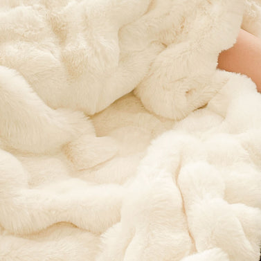 SOGA 200cm Creamy White Fur Fuzzy Super Soft and Cozy Fluffy Throw Blanket