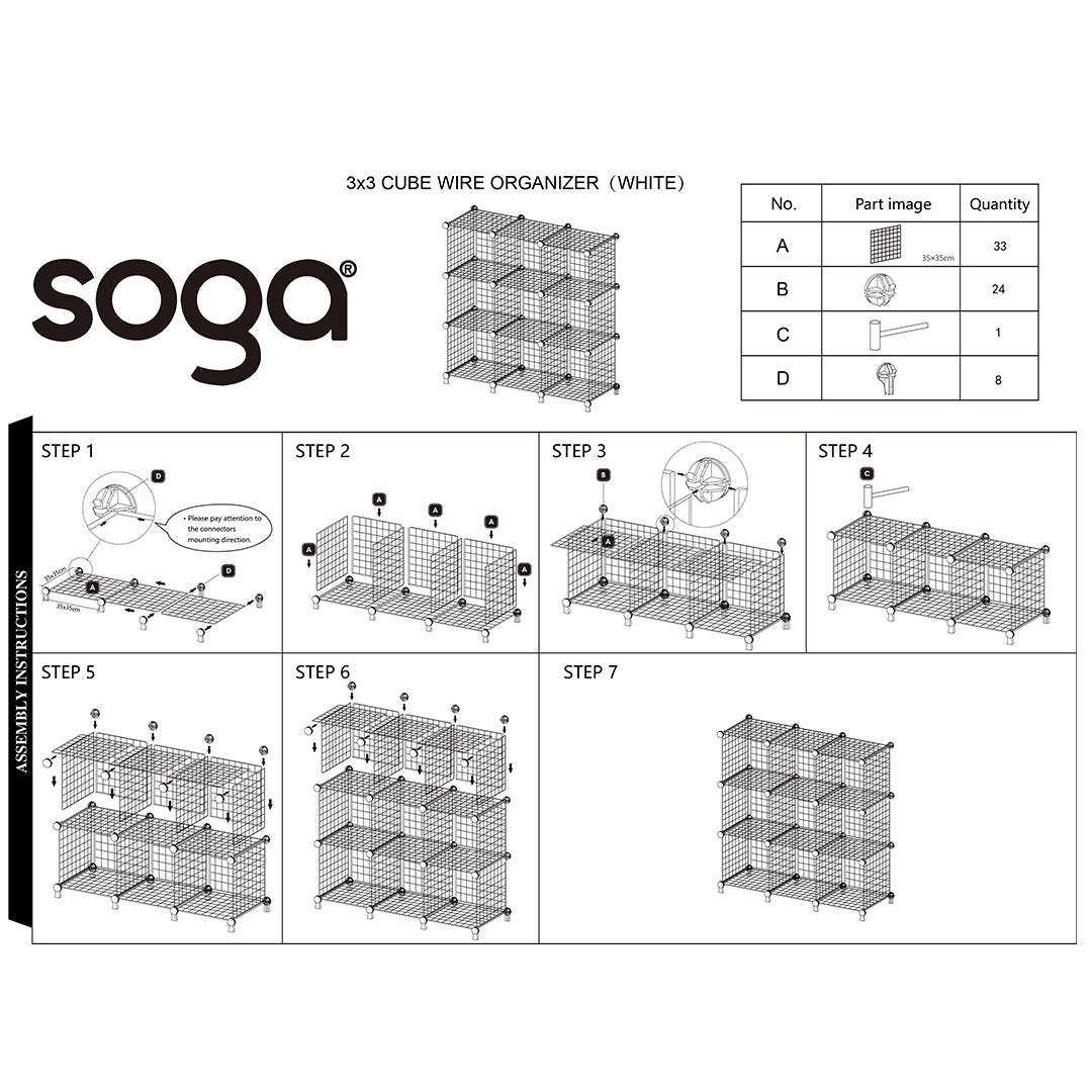 White Portable 9-Cube 3 Column Storage Organiser