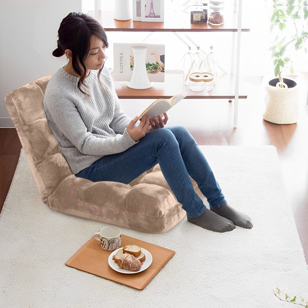 Floor Recliner Folding Lounge Light Apricot