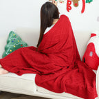 130x180cm Throw Blanket Red Christmas Chunky Yarn