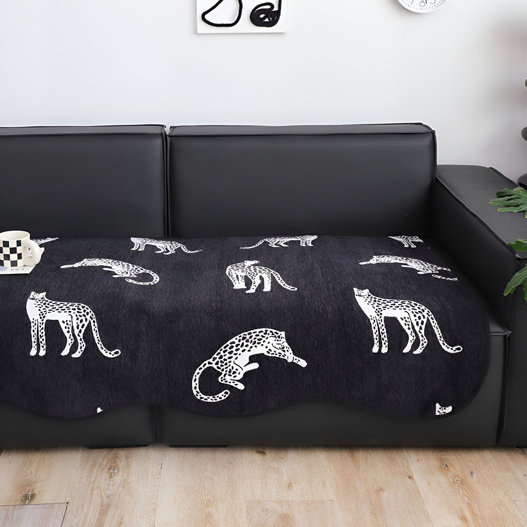 SOGA Three-Seater Black Leopard Print 90x210cm Throw Blanket Sofa Cover