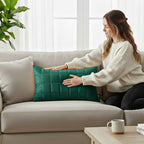 SOGA 30cm Green Velvet Quilted Grid Pattern Decorative Throw Pillow