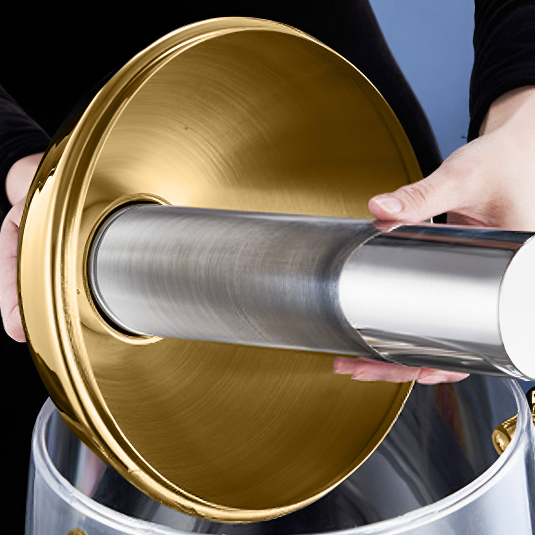 Stainless Steel 12L Beverage Dispenser with Gold Accents